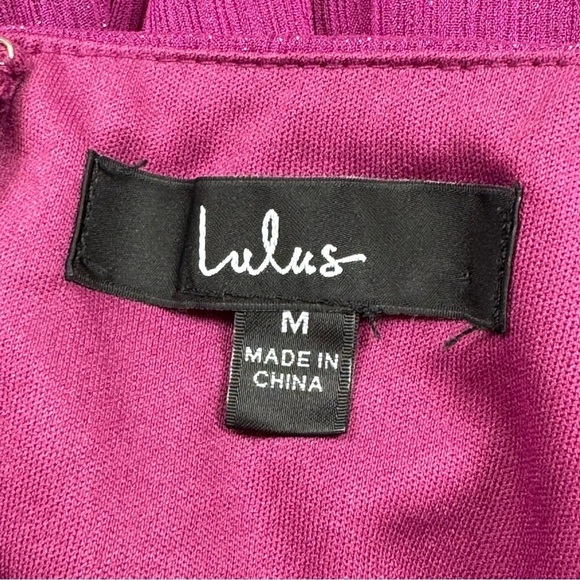 Lulus Tier for the Drama Magenta Purple Lurex Tiered Midi Dress - Picture 14 of 15